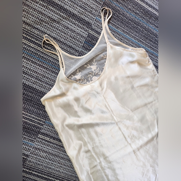 Vintage Dentelle Long Off White Embroidered Floral Slip Nightgown - Picture 4 of 13